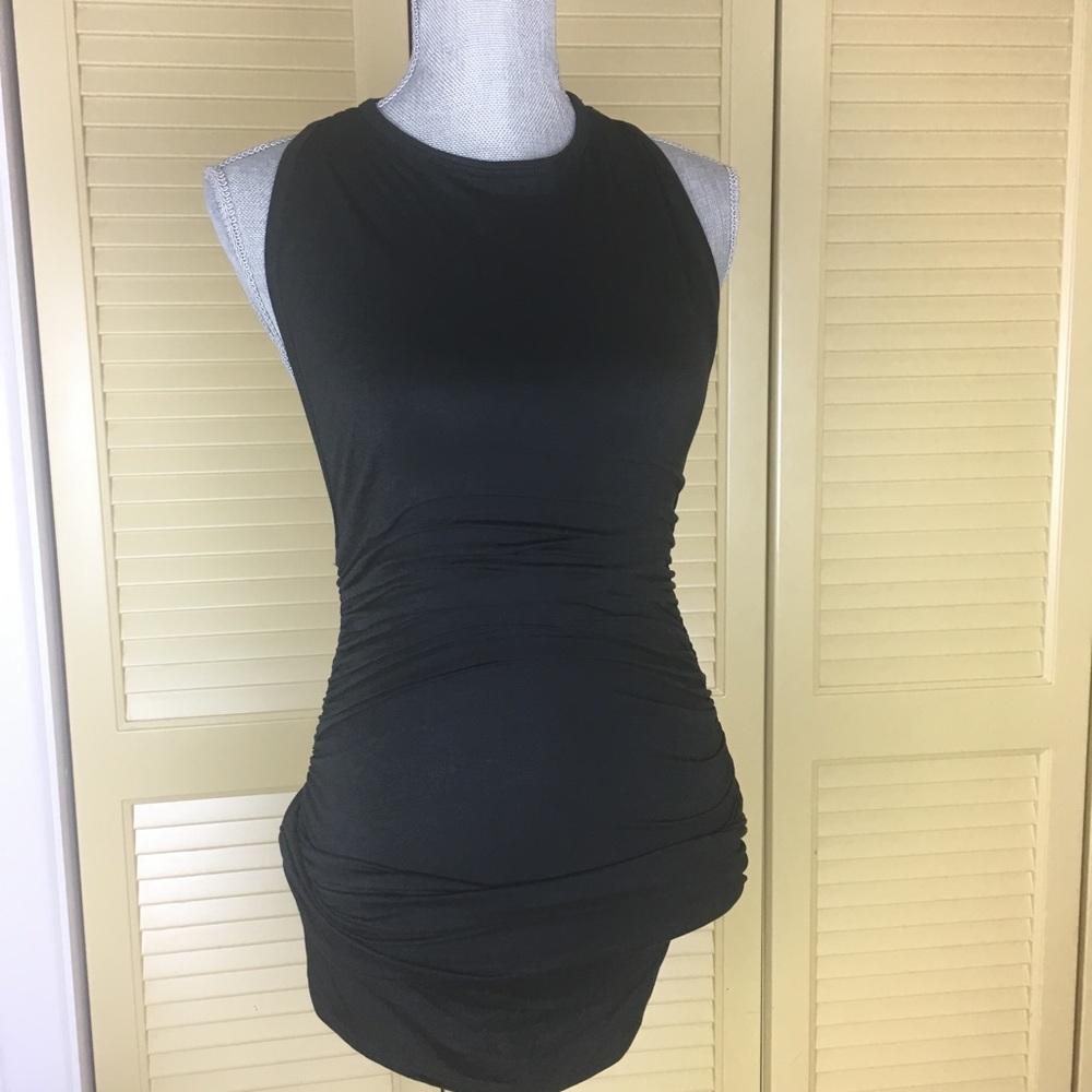 NWT Go Couture | Racerback Ruched Black Dress - Picture 4 of 8